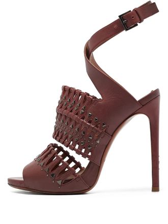Alaia laser-cut ankle strap sandals - Red