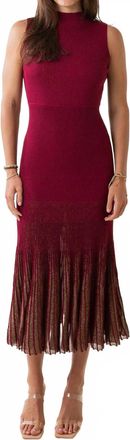 Moon River Sleeveless Shimmer Hem Pleated Midi Sweater Dress In Oxblood