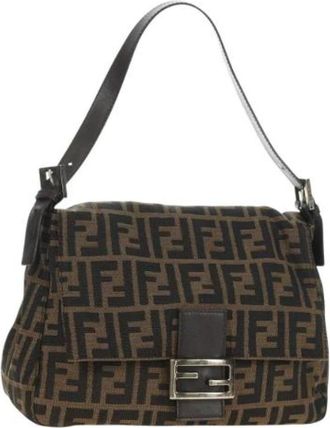 Fendi Pre-owned Vintage Zucca Canvas Shoulder Bag - Dames - Vintage Schoudertas - Bruin - ONE Size - Leer - Vintage