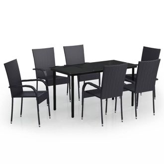 Berkfield Home 7 Piece Outdoor Dining Set Black