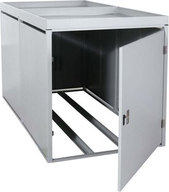 Hhg [NON UTILIZZATO] Garage armadio per 2 biciclette con serratura e fioriera HHG-982b ferro acciaio zincato 125x113x208cm grigio