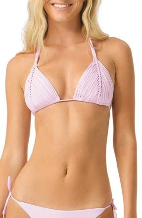 PQ Swim Isla Macram&eacute; Triangle Bikini Top in Rose at Nordstrom, Size Medium