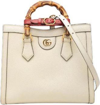 Gucci Pre-owned Diana Bamboo Leather 2way Bag - Dames - Vintage Shopper - Wit - ONE Size - Leer - Vintage
