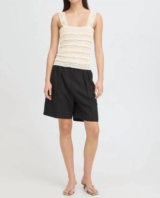 Ichi Marla Open Knit Tank Top In Beige