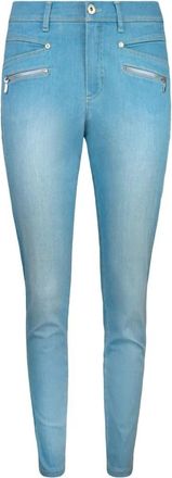 2-Biz Lichte denim broek met ritssluiting zakken - Dames - Skinny Jeans - Blauw - 3XL - Denim - Jeans