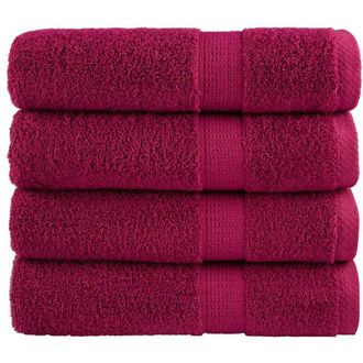 vidaXL Toallas De Ba&ntilde;o Solund 4 Unidades Burdeos 100x150 Cm 600 Gsm Vidaxl