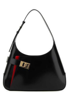 Ferragamo Black Arch Large Shoulder Bag