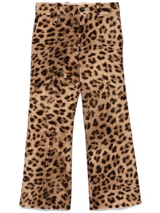 パンツ Chloe Brown Flared Checkered Wool Trousers Chloé Brown flared checkered wool trousers | TheDoubleF