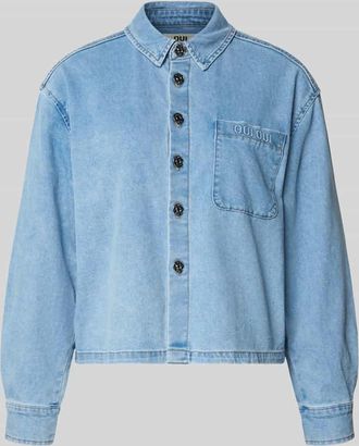 Oui Relaxed Fit Jeansbluse mit Brusttasche in Blau, Gr&ouml;&szlig;e 38
