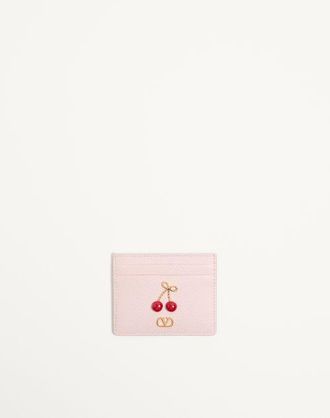 Valentino Garavani Cherryfic Grainy Calfskin Cardholder Wo