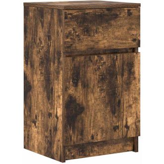 vidaXL Vidaxl - Mesilla de noche roble ahumado 39x35x65 cm madera de ingeniería