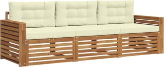 vidaXL Conjunto De Sof&aacute;s De Exterior 3 Uds. Natural Y Crema Vidaxl