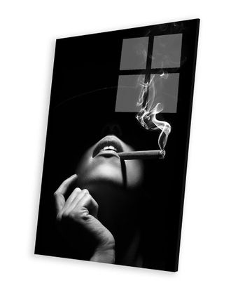 iCanvas Icanvas Woman Smoking A Cigar Print On Acrylic Glass By Johan Swanepoel