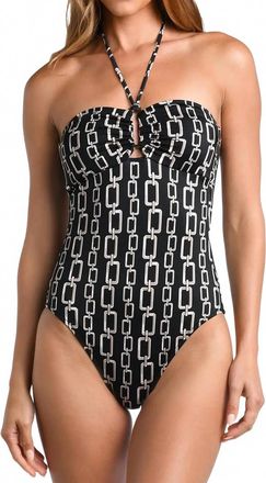 L'agence Emila Geo Halter Bandeau One Piece Swimsuit In Black