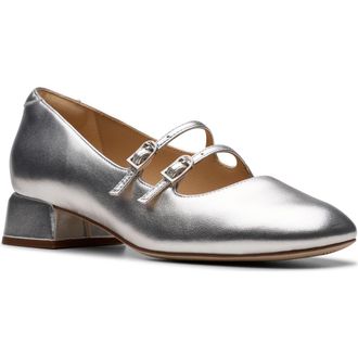 Clarks Daiss Shine Mary Jane Pump in Silver Leather at Nordstrom Rack, Size 8.5