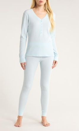 Nordstrom Cotton Blend Waffle Thermal Pajamas in Blue Delicate at Nordstrom Rack, Size X-Large