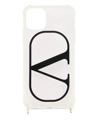 Valentino Garavani logo smartphone cover - women - Fabric - One Size - White