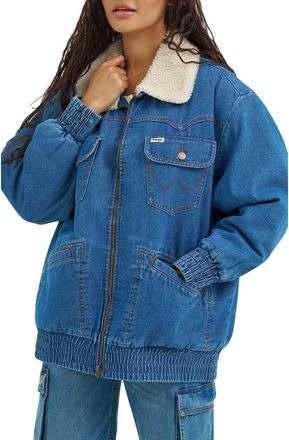 Wrangler Oversize Denim Bomber Jacket in Azurite at Nordstrom, Size X-Large