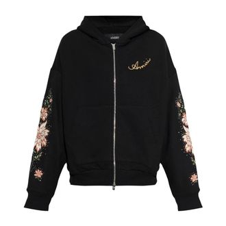 Amiri Hoodies & sweatvesten, Heren, Zwart, XL, Pailletten, Sweatshirt met Kleurrijke Borduurwerken en Glanzende Pailletten