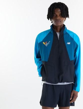 New Balance Uomo Valencia Marathon Training Jacket in Blu, Politessuto, Taglia 2XL