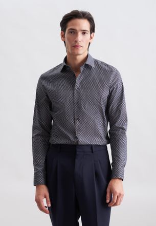 Seidensticker Businesshemd SEIDENSTICKER Schwarze Rose, Herren, Gr. XXL (46), normale &Auml;rmell&auml;ngen, braun, 100% Baumwolle, bedruckt, tailored fit, 2-Knopf-Manschette