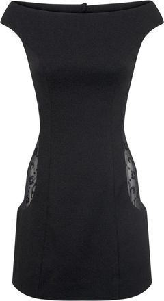 Marine Serre Abito corto con scollo a barca - Nero