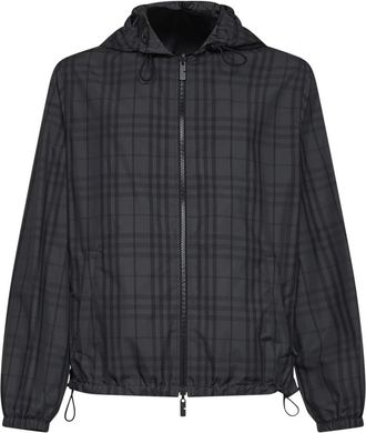 Burberry Reversible Check Newport Hooded Jacket - male - Burberry - Light Jackets - Gray - XL - Jackets