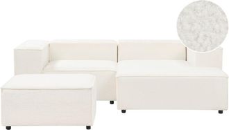 Beliani Beliani - Modern Left Hand 2 Seater Corner Modular Sofa with Ottoman Black Legs Boucle Off-White Ardal