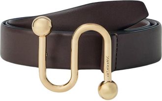 Sportmax Leren riem met haakgesp - Dames - Riemen - Bruin - S - Leer - Accessoires