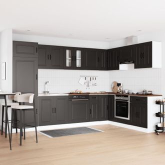 vidaXL Mobile da cucina con porta Kalmar 2 pcs Nero 80 x 46 x 81.5 cm vidaXL