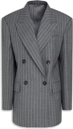 Brunello Cucinelli Pinstripe wollen blazer - Dames - Blazers - Grijs - L - Wol - Jassen