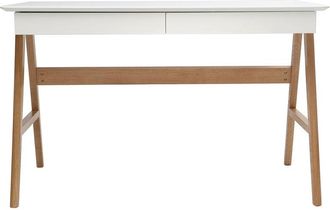 Miliboo Escritorio Dise&ntilde;o Blanco Y Madera Brook