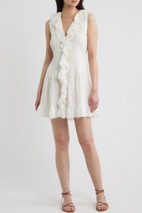 D&ocirc;en Henrietta Ruffle Sleeveless Minidress in Salt at Nordstrom, Size Medium