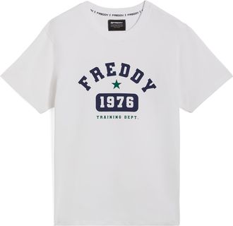 Freddy T-shirt uomo con stampa stile college in contrasto colore