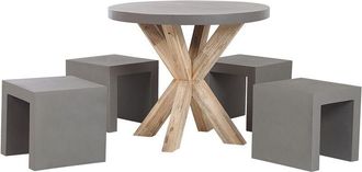Beliani Garden Dining Set with Stools 4 Seater OLBIA/TARANTO Concrete Grey