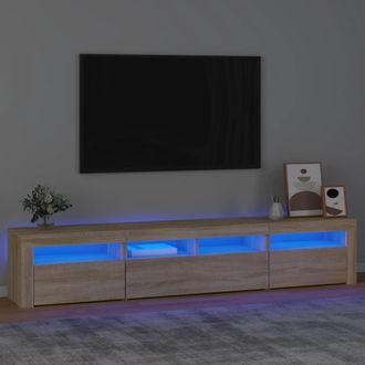 Berkfield Home TV Cabinet with LED Lights Sonoma Oak 210x35x40 cm in Brown | Size: 210 x 35 x 40 cm