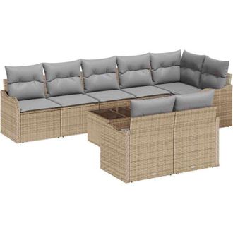 vidaXL Garden Sofa Set 9 pcs Beige and light grey Poly rattan vidaXL