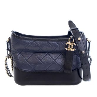Chanel Navy Blue Small Bicolor Aged Calfskin Gabrielle Crossbody