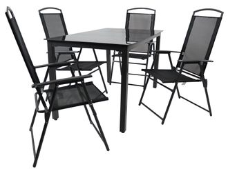 ebuy24 Vcm 5 Pcs Conjunto De Muebles De Jard&iacute;n Grupo De Asientos Grupo De Comedor 1x Mesa, 4x Sillas Mesa Dimensiones Aprox. Al. 76 X An. 140 X P. 80 Cm Jueg