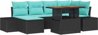 vidaXL Conjunto De Comedor De Jard&iacute;n 7 Uds. Negro Y Verde Azulado Vidaxl