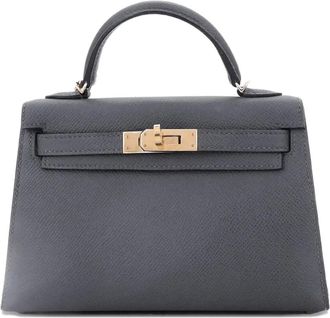 Herm&egrave;s Borsa a tracolla Kelly Mini II in pelle Epsom - Grigio