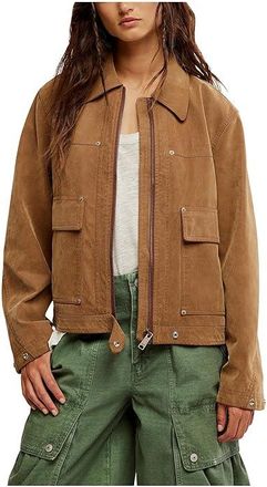 Free People We The Free Blair Vegan Suede Jacket Womens Coat Caramel Cafe : XL (Womens 16), Viscose