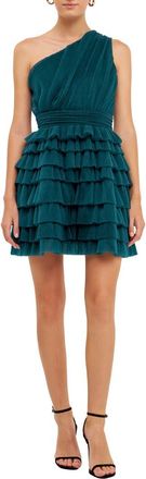 endless rose One-Shoulder Tiered Minidress in Amazon at Nordstrom, Size Small