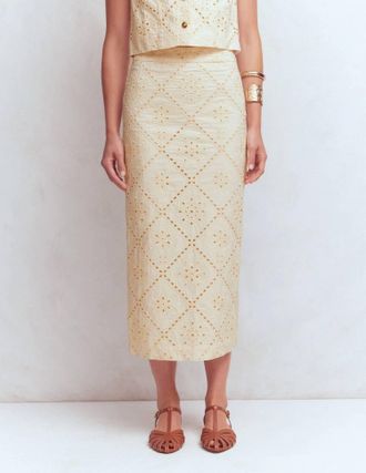 Boden Textured Column Skirt In Ivory