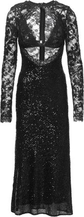 Nissa Midi-jurk met pailletten en kant - Zwart