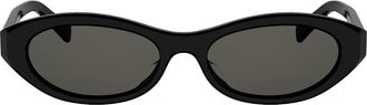 Celine Triomphe Mini 54mm Oval Sunglasses in Shiny Black/smoke at Nordstrom
