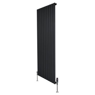 MonsterShop Flat Single Column Radiator - 1600mm x 700mm & Valves - Black