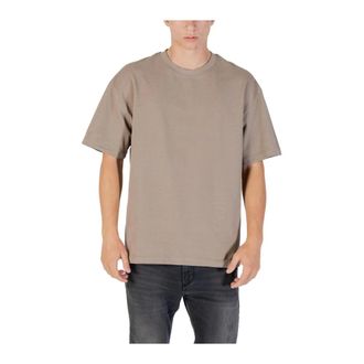 Gianni Lupo Tops, Heren, Beige, M, T-shirt met korte mouwen en ronde hals