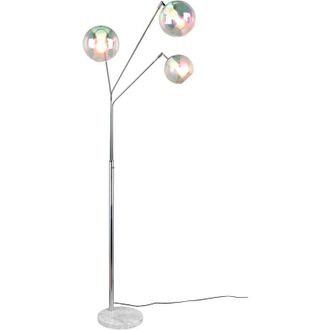Trio Lampada da terra 3 luci, metallo e vetro, cromo e iridescente, H200 cm, Paxton
