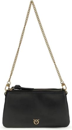 Pinko Double Mini Crossbody Bag - Dames - Schoudertassen - Zwart - ONE Size - Leer - Tassen